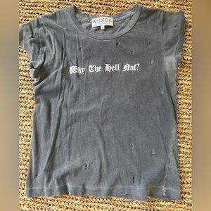 Wildfox Gray Distressed T-Shirt